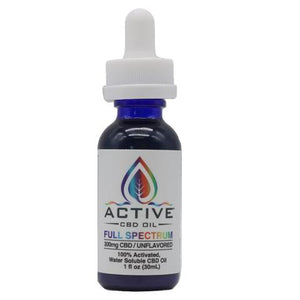Active CBD Oil Tincture - Water Soluble, Full Spectrum - 300mg
